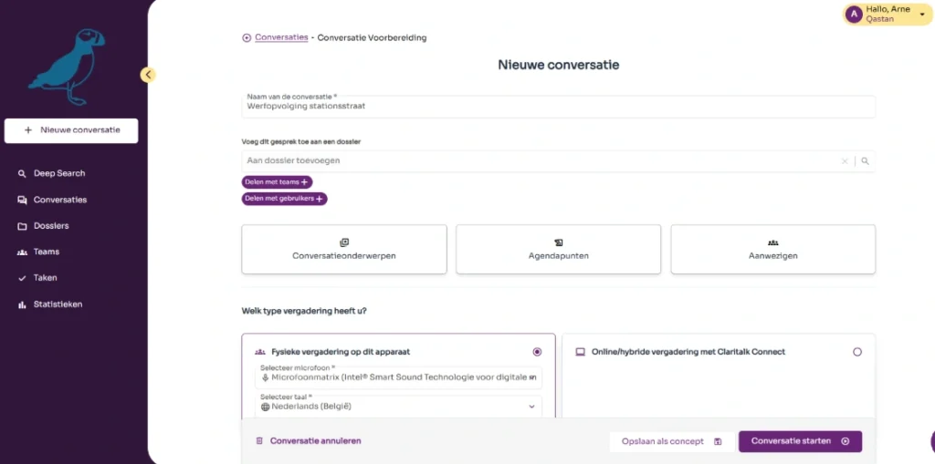 AI speech-to-text met Qastan