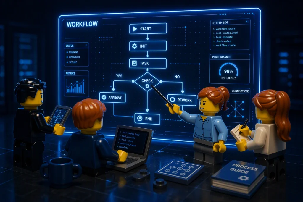 KMO-team aan het werk, ondersteund door procesautomatisatie