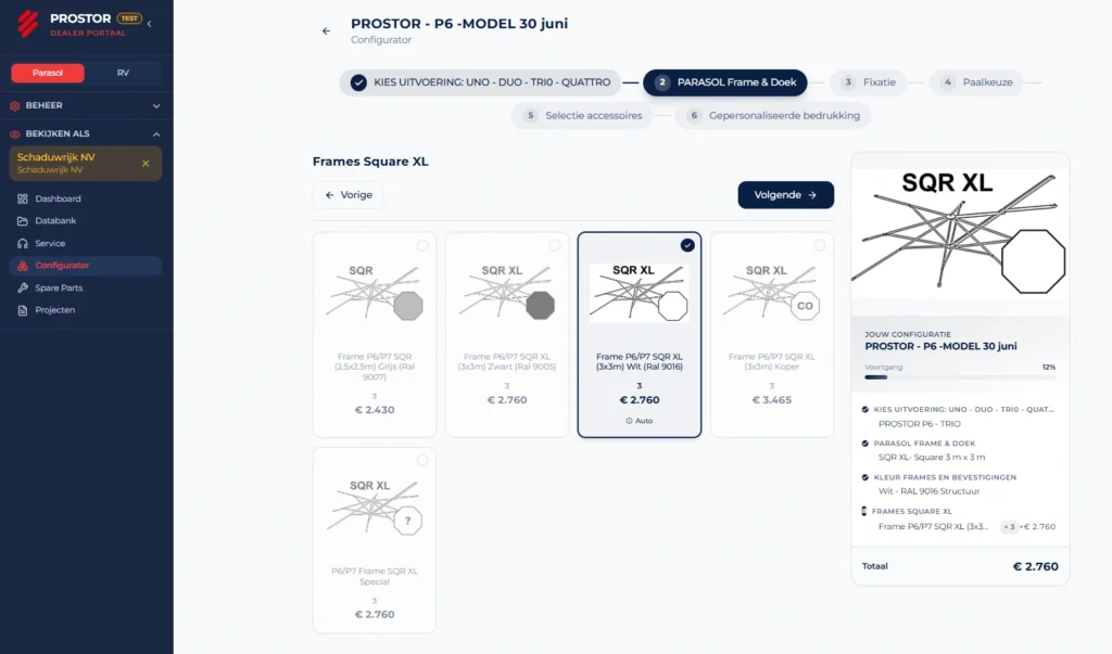 Productconfigurator die real-time gekoppeld is aan het ERP-systeem
